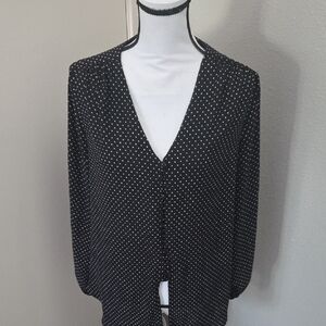 White House Black Market Black and White Polka Dot Blouse
